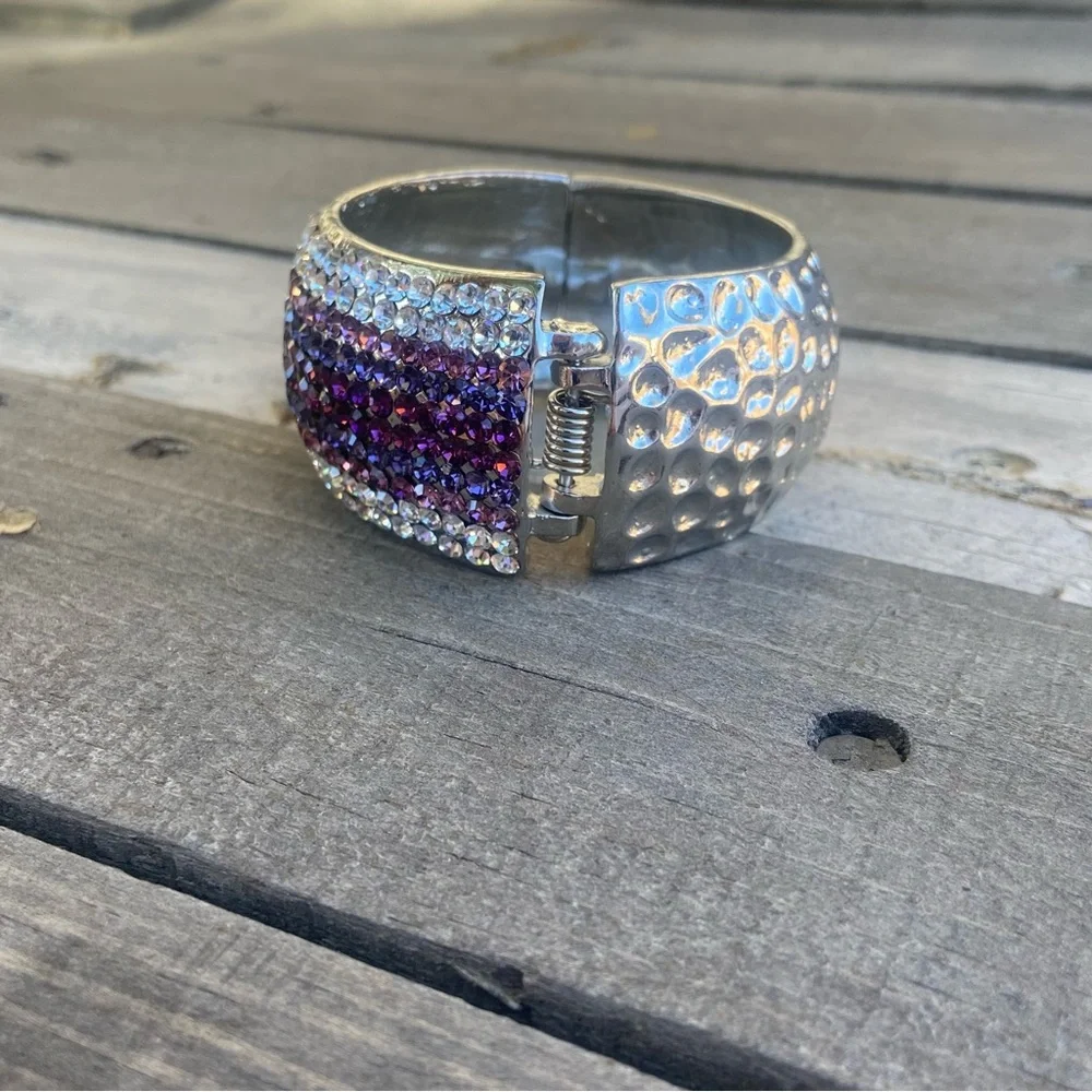 Elegant Purple and Silver Crystal Bracelet